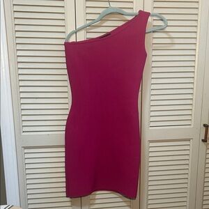 Sincerly Jules One-Shoulder Ribbed Bodycon Dress - Hot Pink